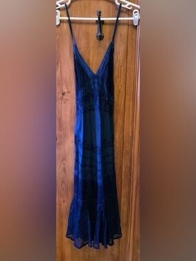 The Pyramid Collection Navy Blue Beaded Slip Dress